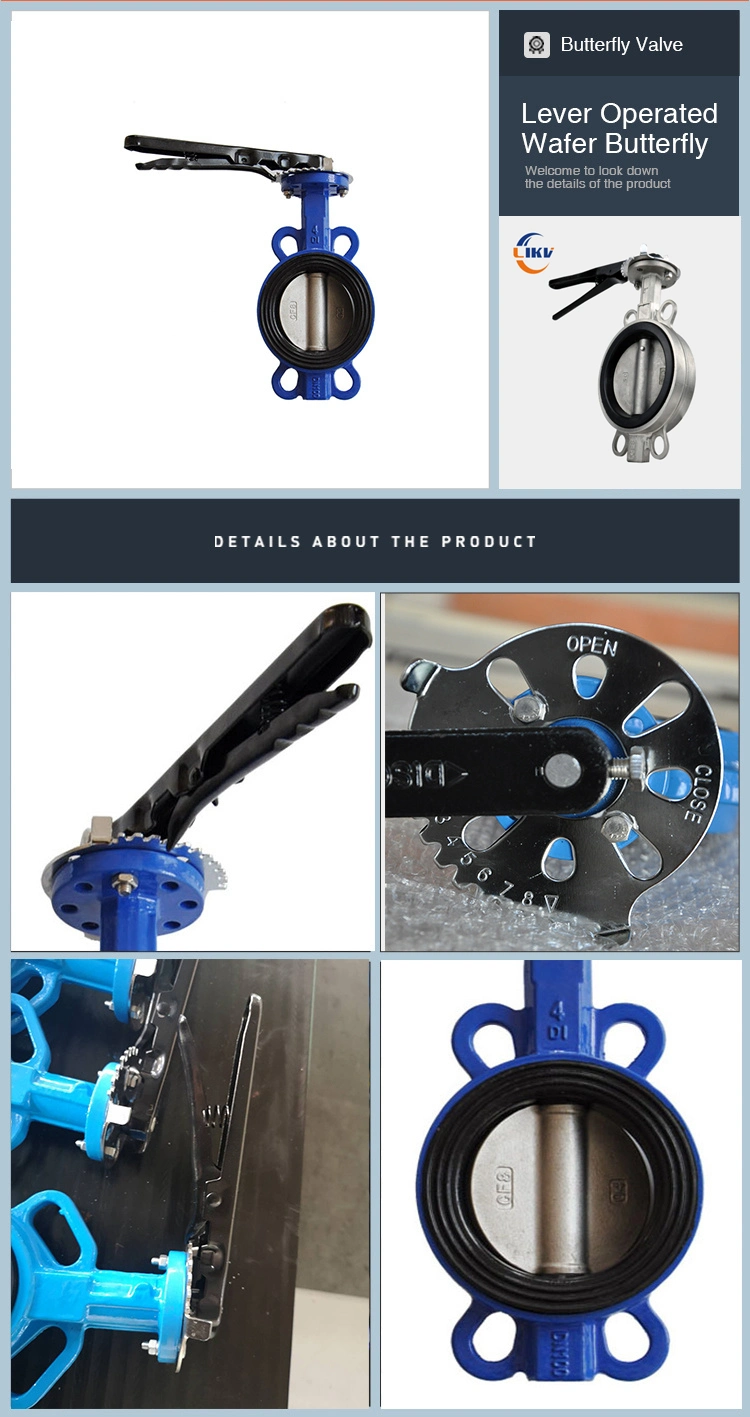 Quality Pn10 Lever Cast Iron Ductile Wafer Type Butterfly Valve Price EPDM Viton Seat Soft Seal