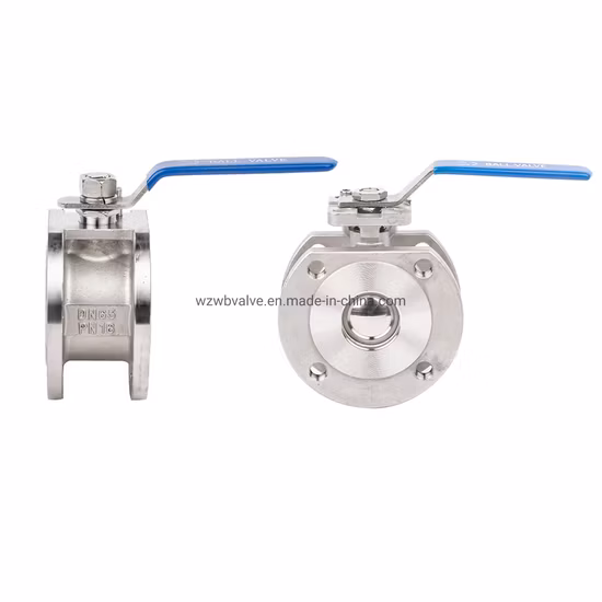 Pn16 Italy Type CF8m SS304 1PC Wafer Flanged Ball Valve with ISO Mounting Pad